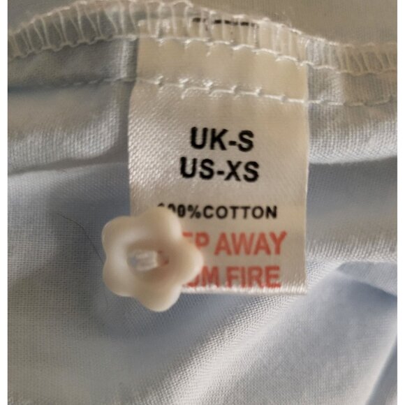 The 1 For U Long Modest Nightgown Size XS Light Blue Cotton White Eyelet Trim - Picture 7 of 7